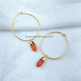 Carnelian Point Crystal Earrings - Dangle Drop Dangly Jewelry - Handmade Jewelry - Positive Energy